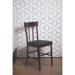 CADEIRA DE MADEIRA DANUBIO EM TAUARI TABACO SEM BRACOS ENCOSTO VAZADO CESTOFADO PRETO TRAMONTINA