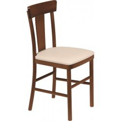 CADEIRA DE MADEIRA ADELE EM TAUARI AMENDOA SEM BRACOS COM ESTOFADO BEGE TRAMONTINA