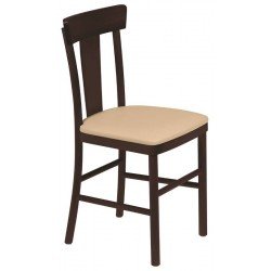 CADEIRA DE MADEIRA ADELE EM TAUARI TABACO SEM BRACOS COM ESTOFADO BEGE TRAMONTINA