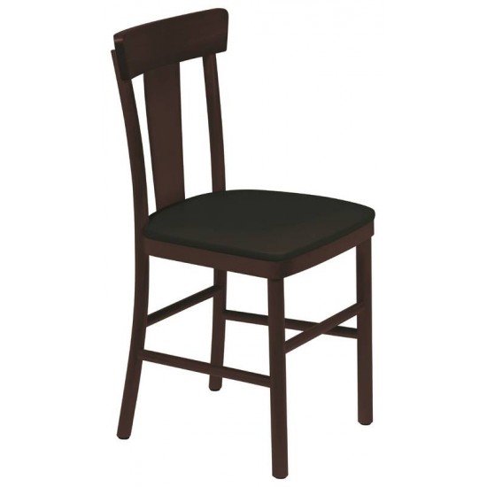 CADEIRA DE MADEIRA DANUBIO EM TAUARI TABACO SEM BRACOS COM ESTOFADO PRETO TRAMONTINA