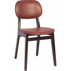 CADEIRA DE MADEIRA LONDON EM TAUARI TABACO SEM BRACOS COM ESTOFADO VINHO TRAMONTINA