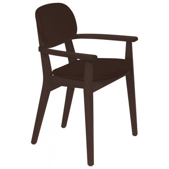 CADEIRA DE MADEIRA LONDON EM TAUARI TABACO COM BRACOS COM ESTOFADO CAFE TRAMONTINA