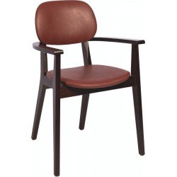 CADEIRA DE MADEIRA COM BRACOS TABACO COM ESTOFADO VINHO TRAMONTINA