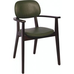 CADEIRA DE MADEIRA COM BRACOS TABACO COM ESTOFADO VERDE TRAMONTINA