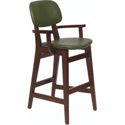 CADEIRA INFANTIL DE MADEIRA LONDON EM TAUARI TABACO COM ESTOFADO VERDE TRAMONTINA