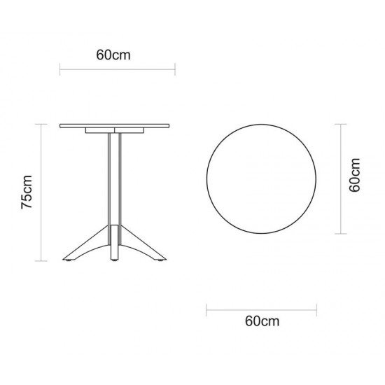 MESA DE MADEIRA TRAMONTINA LONDON REDONDA EM TAUARÍ AMÊNDOA 2 LUGARES 60 CM