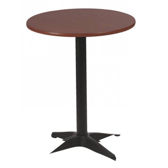 MESA REDONDA PIAZZA EM MADEIRA TAUARI TABACO COM BASE DE ALUMINIO PRETA 70 CM TRAMONTINA