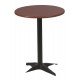 MESA REDONDA PIAZZA EM MADEIRA TAUARI TABACO COM BASE DE ALUMINIO PRETA 80 CM TRAMONTINA