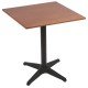 MESA QUADRADA PIAZZA EM MADEIRA TAUARI AMENDOA COM BASE DE ALUMINIO PRETA 70 CM TRAMONTINA