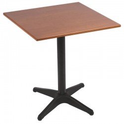 MESA QUADRADA PIAZZA EM MADEIRA TAUARI AMENDOA COM BASE DE ALUMINIO PRETA 80 CM TRAMONTINA