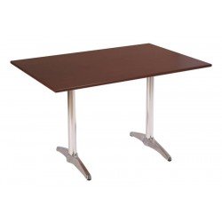 MESA RETANGULAR PIAZZA EM MADEIRA TAUARI TABACO COM BASE DE ALUMINIO 120X80 CM TRAMONTINA