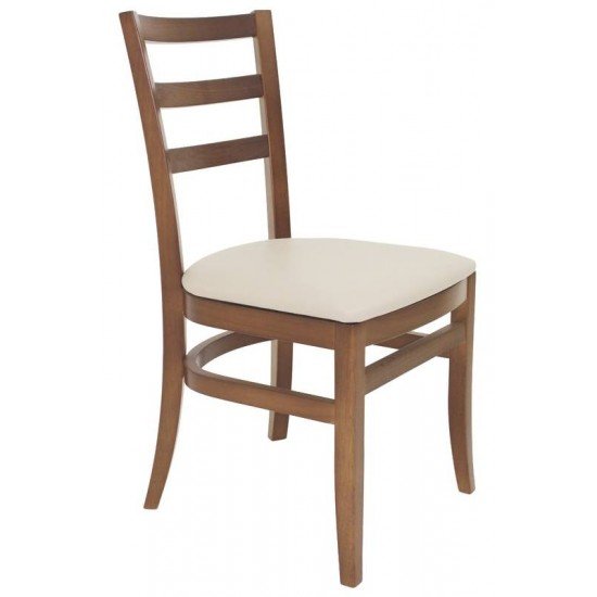 CADEIRA DE MADEIRA SOFIE EM TAUARI AMENDOA SEM BRACOS COM ESTOFADO BEGE TRAMONTINA