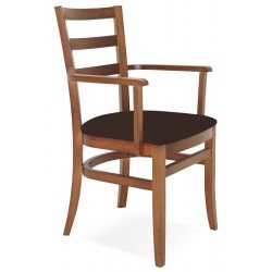 CADEIRA DE MADEIRA SOFIE EM TAUARI AMENDOA COM BRACOS E ESTOFADO CAFE TRAMONTINA