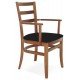 CADEIRA DE MADEIRA SOFIE EM TAUARI AMENDOA COM BRACOS E ESTOFADO PRETO TRAMONTINA
