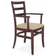 CADEIRA DE MADEIRA SOFIE EM TAUARI TABACO COM BRACOS E ESTOFADO BEGE TRAMONTINA