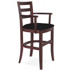 CADEIRA DE MADEIRA INFANTIL PARIS SOFIE TABACO COM BRACOS E ESTOFADO PRETO TRAMONTINA