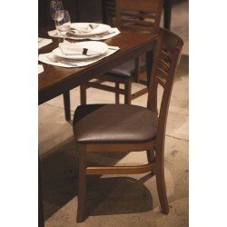 CADEIRA DE MADEIRA MARIE EM TAUARI AMENDOA SEM BRACOS COM ESTOFADO CAFE TRAMONTINA