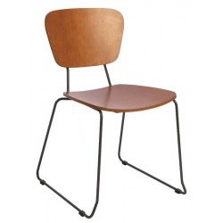 CADEIRA DE MADEIRA BARCELONA EM MULTILAMINADO AMENDOA ESTRUTURA EM ACO ACABAMENTO GRAFITE TRAMONTINA