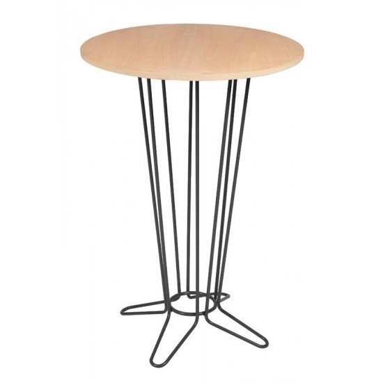 MESA REDONDA BISTRÔ BARCELONA EM MULTILAMINADO NATURAL C BASE EM ACO ACAB GRAFITE 60 CM TRAMONTINA