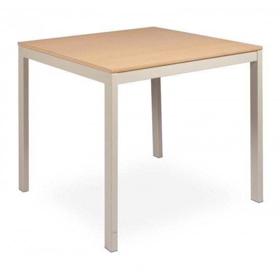 MESA QUADRADA BARCELONA EM MULTILAMINADO NATURAL CPERNAS EM ACO ACABAMENTO FENDI 70 CM TRAMONTINA