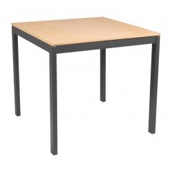 MESA QUADRADA BARCELONA EM MULTILAMINADO NATURAL CPERNAS EM ACO ACABAMENTO GRAFITE 80 CM TRAMONTINA