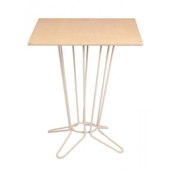 MESA QUADRADA COL CENTRAL BARCELONA EM MULTILAMINADO NATURAL BASE EM ACO ACAB FENDI 60 CM TRAMONTINA