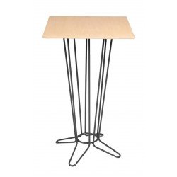 MESA QUADRADA BISTRÔ BARCELONA EM MULTILAMINADO NATURAL C BASE EM ACO ACAB GRAFITE 60 CM TRAMONTINA