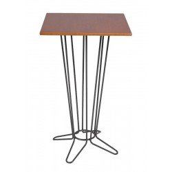 MESA QUADRADA BISTRÔ BARCELONA EM MULTILAMINADO AMENDOA C BASE EM ACO ACAB GRAFITE 60 CM TRAMONTINA