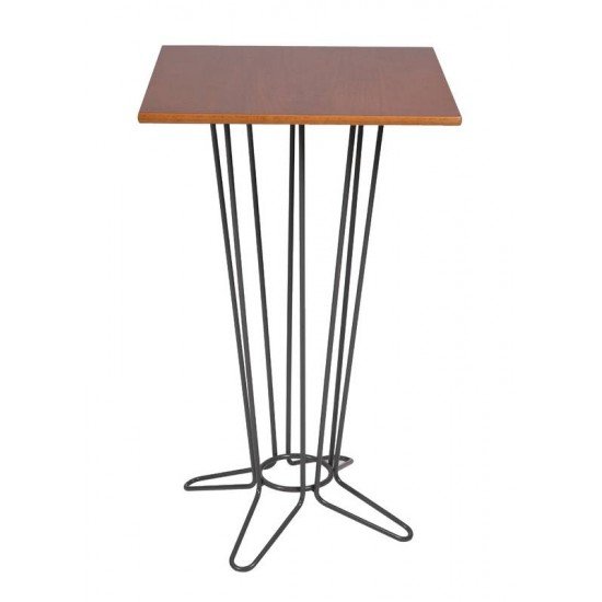 MESA QUADRADA BISTRÔ BARCELONA EM MULTILAMINADO AMENDOA C BASE EM ACO ACAB GRAFITE 60 CM TRAMONTINA