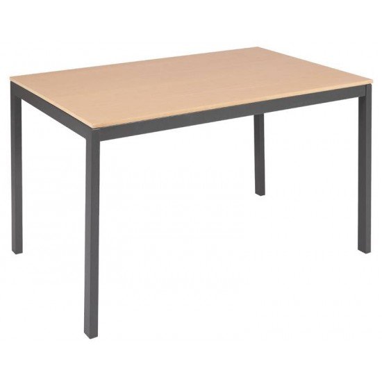 MESA RETANGULAR BARCELONA EM MULTILAMINADO NATURAL C BASE EM ACO ACAB GRAFITE 120X80 CM TRAMONTINA