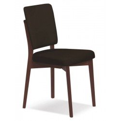 CADEIRA DE MADEIRA BERLIM EM TAUARI TABACO CASSENTO E ENCOSTO ESTOFADO PRETO SEM BRACOS TRAMONTINA