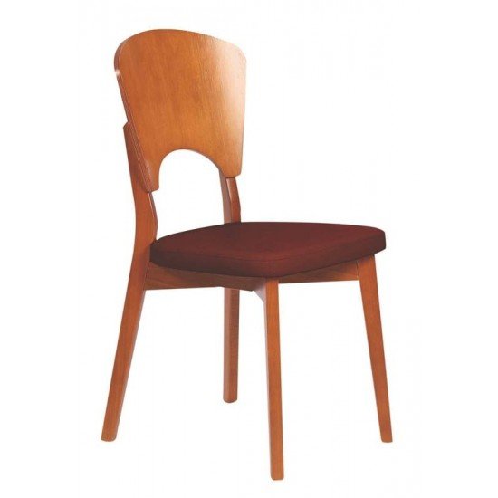 CADEIRA DE MADEIRA OSLO EM TAUARI AMENDOA COM ASSENTO ESTOFADO CAFE SEM BRACOS TRAMONTINA