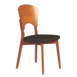 CADEIRA DE MADEIRA OSLO EM TAUARI AMENDOA COM ASSENTO ESTOFADO PRETO SEM BRACOS TRAMONTINA