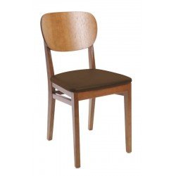 CADEIRA DE MADEIRA LISBOA EM TAUARI AMENDOAS CASSENTO ESTOFADO EM CORINO CAFE SEM BRACOS TRAMONTINA