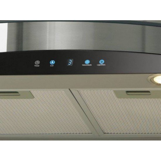COIFA DE PAREDE FISCHER TALENT TOUCH DIGITAL 90CM EM AÇO INOX E VIDRO
