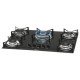 FOGAO COOKTOP FISCHER 5Q TRIPLA CHAMA GAS MESA VIDRO PRETO