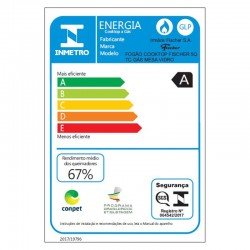 FOGAO COOKTOP FISCHER 5Q TRIPLA CHAMA GAS MESA VIDRO PRETO