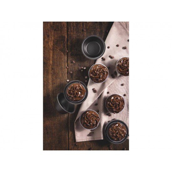 CONJUNTO FORMAS P CUPCAKES 6 PEÇAS BRASIL GRAFITE ALUMINIO COM REVESTIMENTO ANTIADERENTE TRAMONTINA