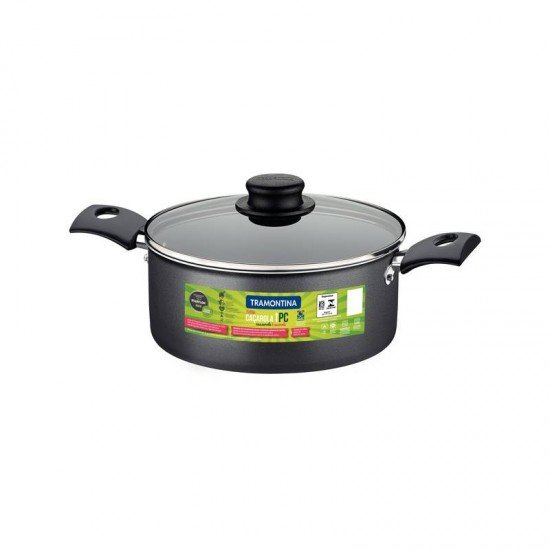 CAÇAROLA TRAMONTINA TURIM EM ALUMÍNIO COM REVESTIMENTO INTERNO E EXTERNO EM ANTIADERENTE STARFLON MAX CHUMBO 18 CM 2 L