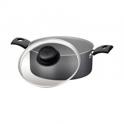 CAÇAROLA TRAMONTINA TURIM EM ALUMÍNIO COM REVESTIMENTO INTERNO E EXTERNO EM ANTIADERENTE STARFLON MAX CHUMBO 22 CM 3,7 L