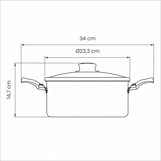 CAÇAROLA TRAMONTINA TURIM EM ALUMÍNIO COM REVESTIMENTO INTERNO E EXTERNO EM ANTIADERENTE STARFLON MAX VERMELHA 22 CM 3,7 L