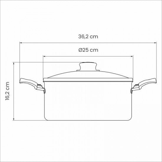 CAÇAROLA TRAMONTINA TURIM EM ALUMÍNIO COM REVESTIMENTO INTERNO E EXTERNO EM ANTIADERENTE STARFLON MAX VERMELHA 24 CM 4,9 L