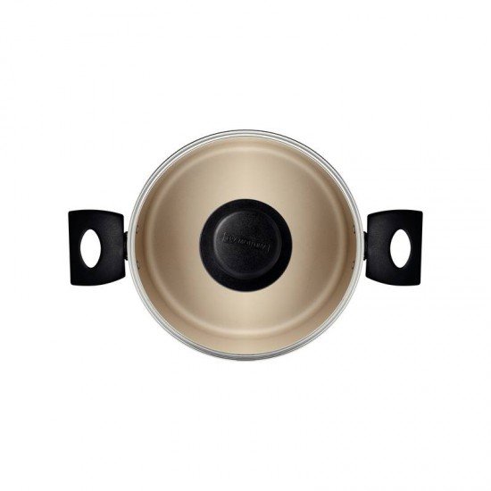 CAÇAROLA TRAMONTINA TURIM EM ALUMÍNIO COM REVESTIMENTO INTERNO E EXTERNO EM ANTIADERENTE STARFLON MAX VERMELHA 24 CM 4,9 L