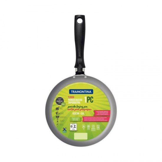 PANQUEQUEIRA TRAMONTINA TURIM EM ALUMÍNIO COM REVESTIMENTO INTERNO E EXTERNO EM ANTIADERENTE STARFLON MAX CHUMBO 22 CM 0,6 L