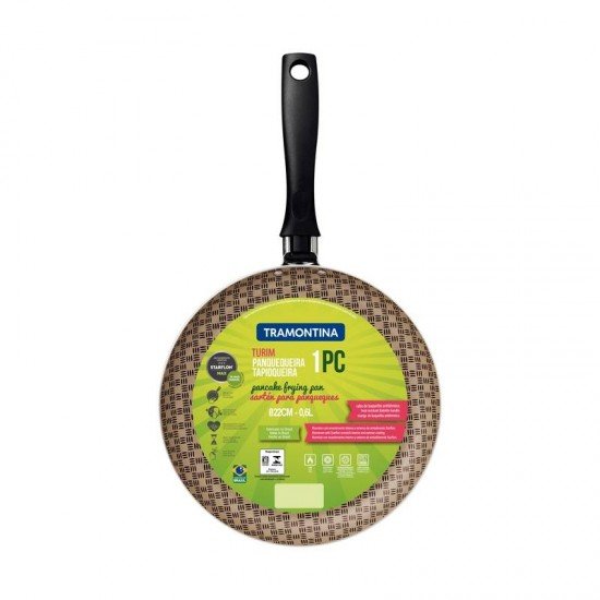 PANQUEQUEIRA TRAMONTINA TURIM EM ALUMÍNIO COM REVESTIMENTO INTERNO E EXTERNO EM ANTIADERENTE STARFLON MAX VERMELHO 22 CM 0,6 L