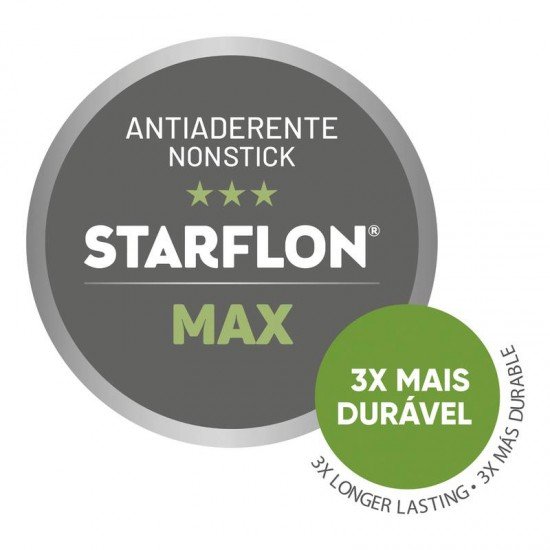 FRIGIDEIRA RETA TRAMONTINA TURIM EM ALUMÍNIO COM REVESTIMENTO INTERNO E EXTERNO ANTIADERENTE STARFLON MAX CINZA 22 CM 1,7 L
