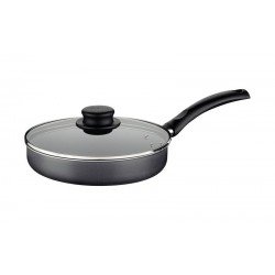 FRIGIDEIRA RETA TRAMONTINA TURIM EM ALUMÍNIO COM REVESTIMENTO INTERNO E EXTERNO ANTIADERENTE STARFLON MAX CINZA COM TAMPA DE VIDRO 22 CM 1,7 L