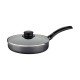 FRIGIDEIRA RETA TRAMONTINA TURIM EM ALUMÍNIO COM REVESTIMENTO INTERNO E EXTERNO ANTIADERENTE STARFLON MAX CINZA COM TAMPA DE VIDRO 22 CM 1,7 L