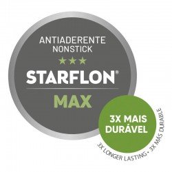 FRIGIDEIRA RETA TRAMONTINA TURIM EM ALUMÍNIO COM REVESTIMENTO INTERNO E EXTERNO ANTIADERENTE STARFLON MAX CINZA COM TAMPA DE VIDRO 22 CM 1,7 L