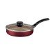 FRIGIDEIRA RETA TRAMONTINA TURIM EM ALUMÍNIO COM REVESTIMENTO INTERNO E EXTERNO EM ANTIADERENTE STARFLON MAX VERMELHO COM TAMPA DE VIDRO 22 CM 1,7 L